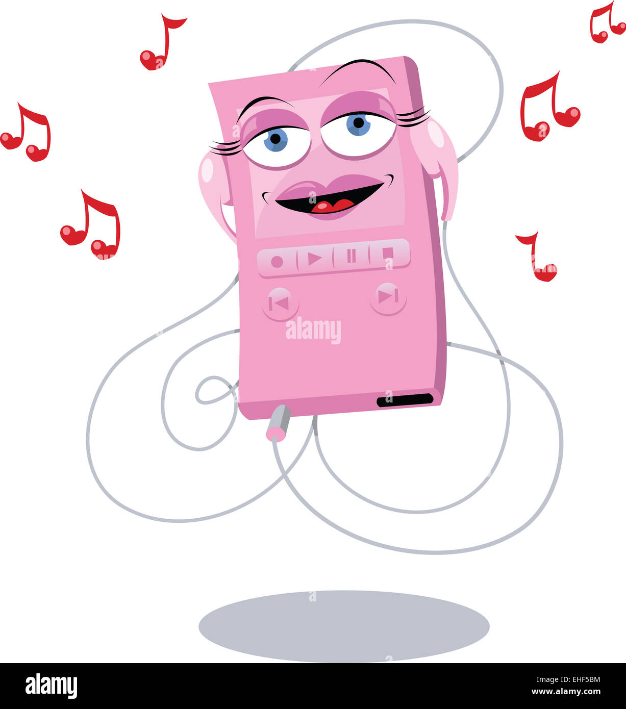 Ein Vektor-Cartoon repräsentieren einen lustige MP3-player Stockfoto