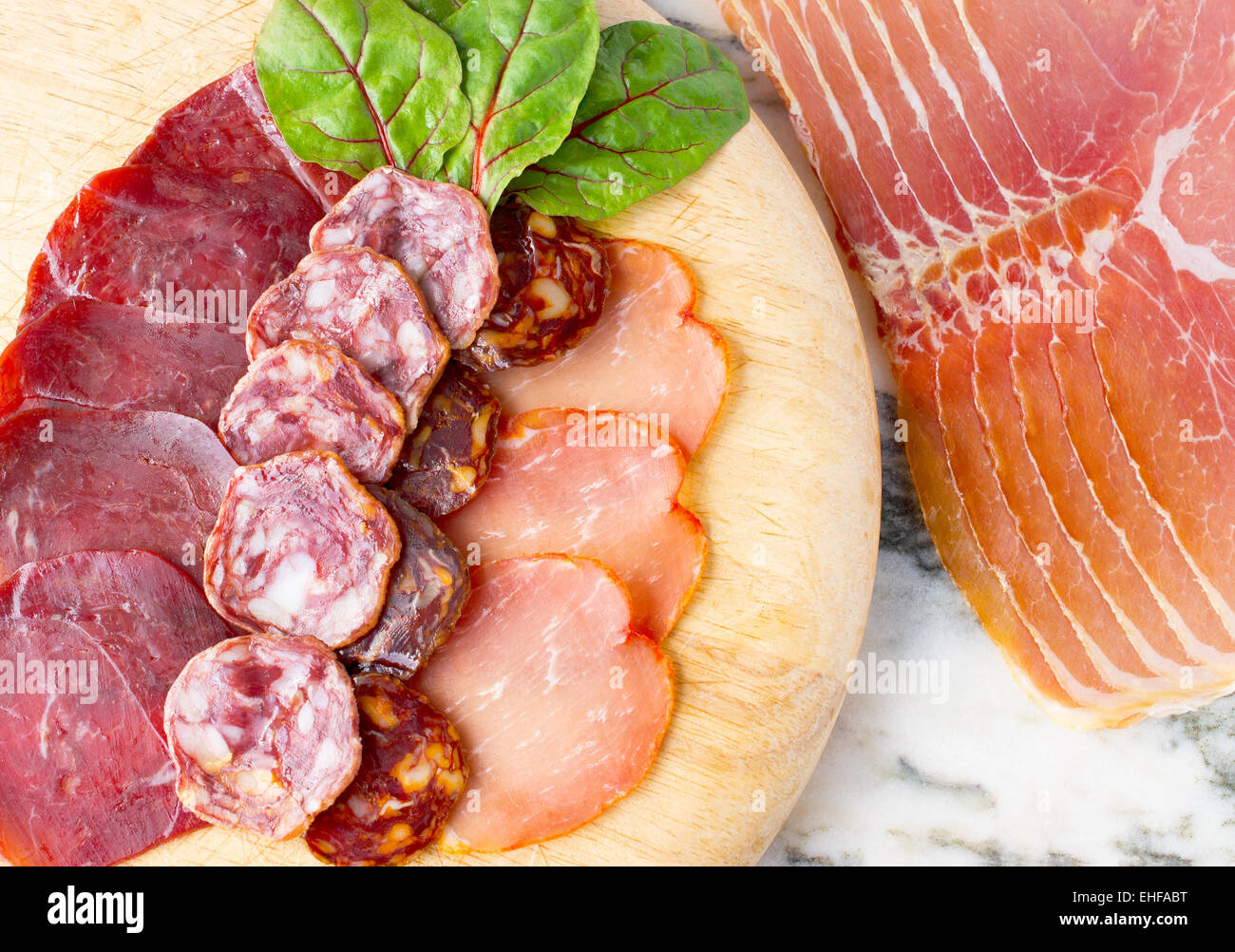 Sortiment von Wurstwaren aus Spanien Stockfoto