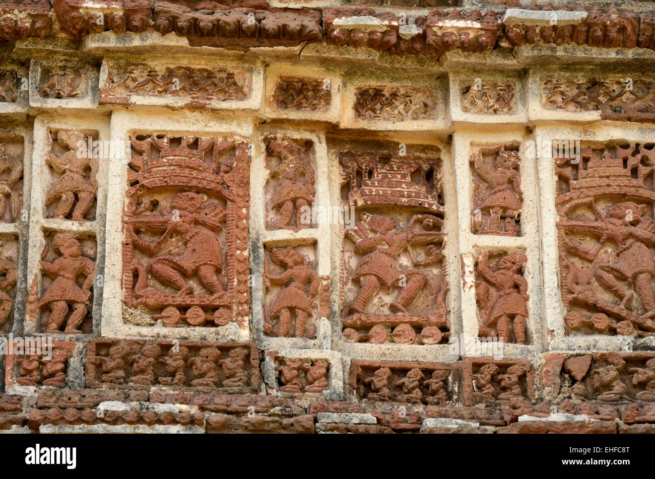 Tempel-Terrakotta von West-Bengalen, Indien Stockfoto