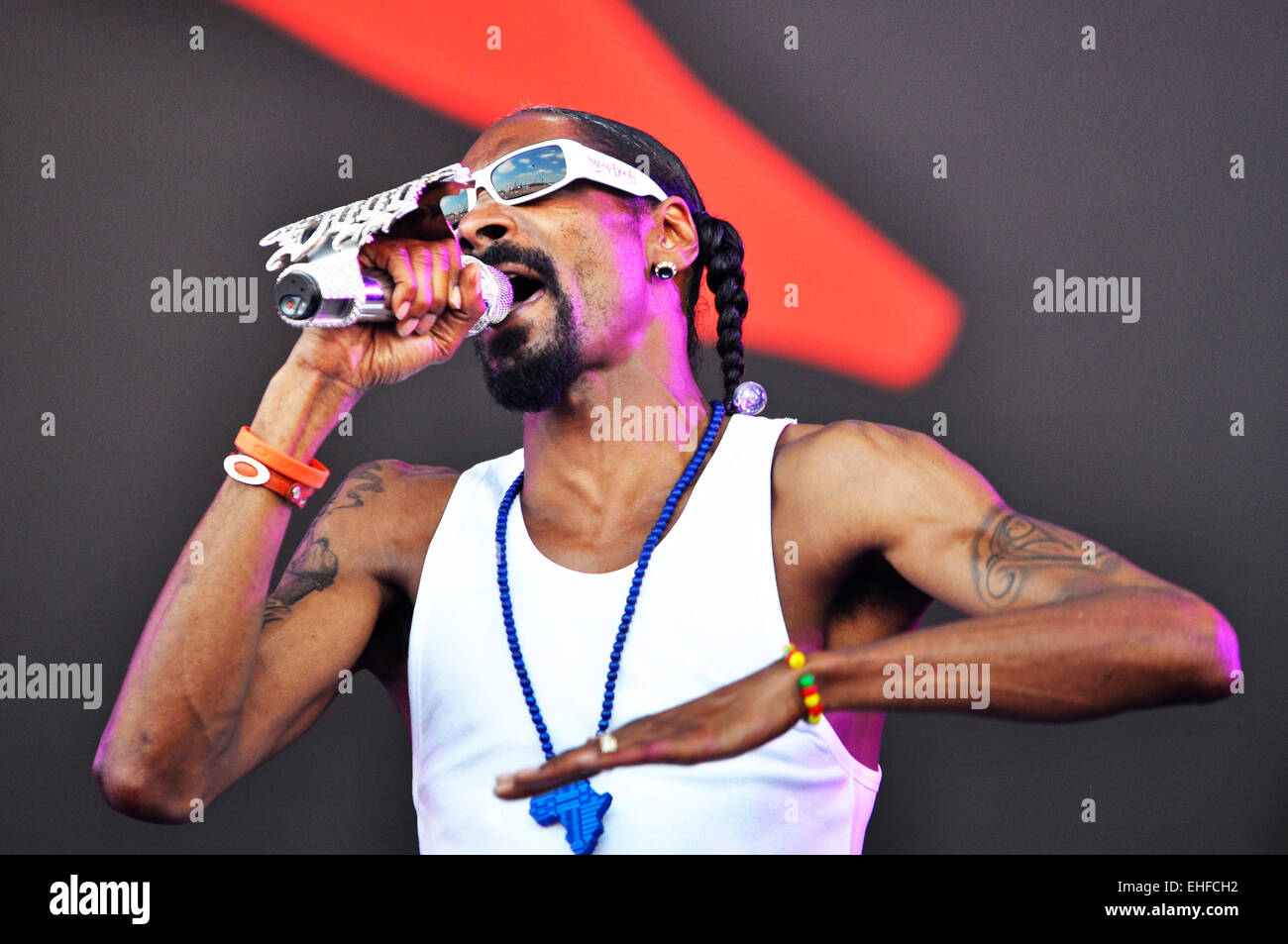 Snoop Dogg live beim Glastonbury 2010. Stockfoto