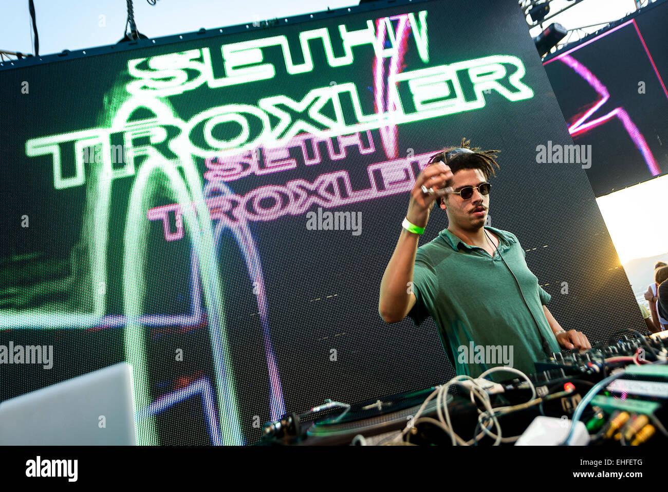 Seth Troxler DJing bei IMS party auf Ibiza Dalt Villa am 25. Mai 2012. Stockfoto