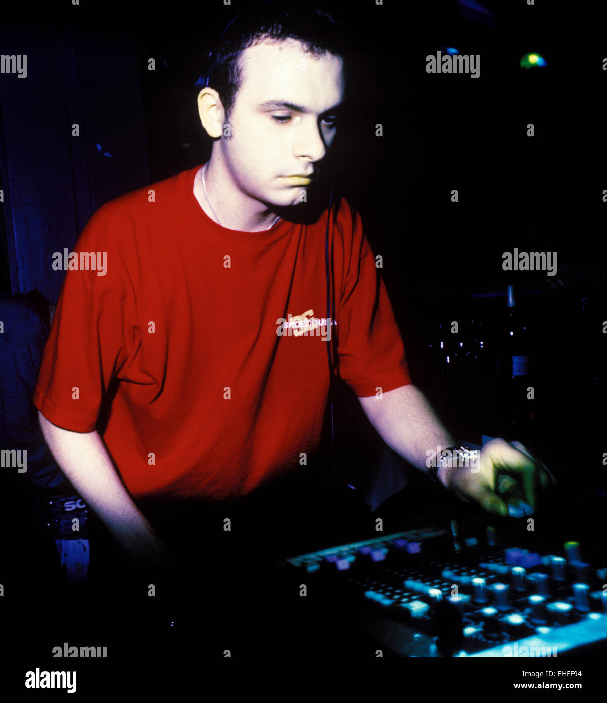 Andy C DJing bei Ram-Trilogie am Ende London. Stockfoto
