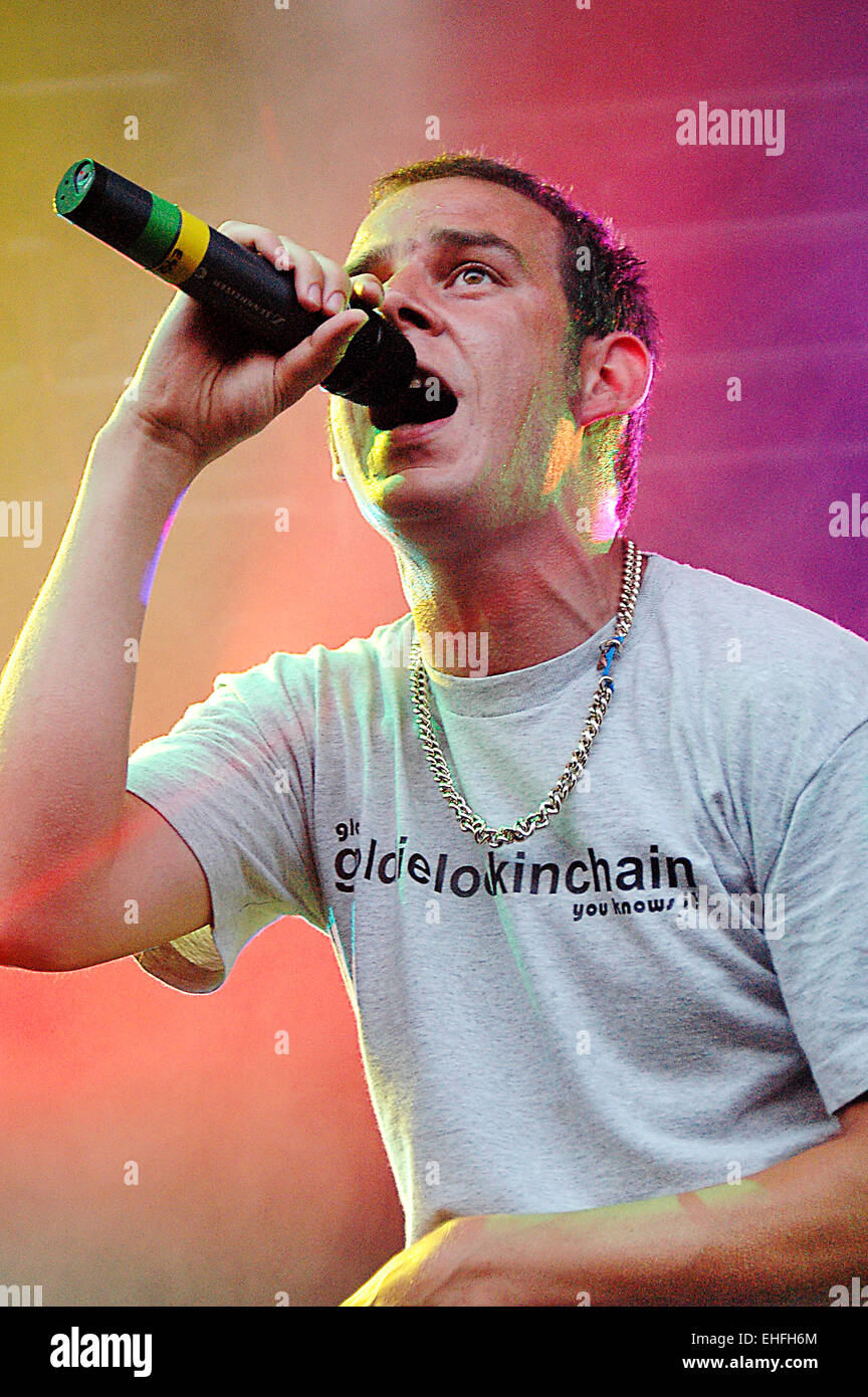Goldie Looking Chain live auf der Bühne bei Grolsch Summer Set in Bristol. Stockfoto