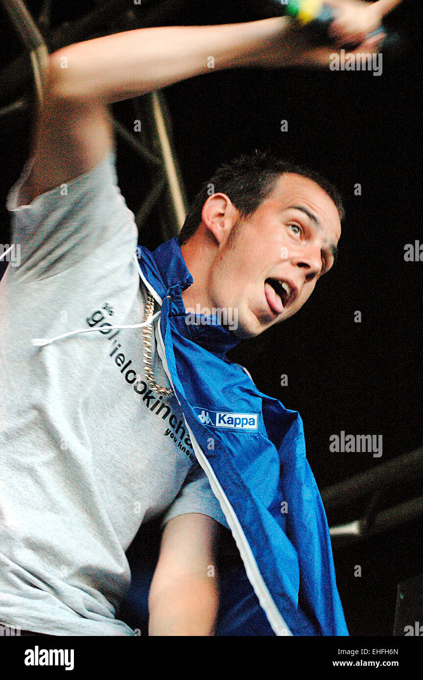 Goldie Looking Chain live auf der Bühne bei Grolsch Summer Set in Bristol. Stockfoto