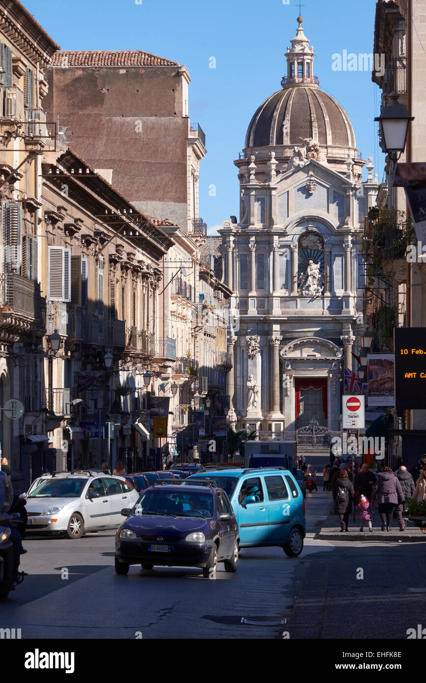 Kathedrale von St. Agatha, Catania, Sizilien. Duomo di Catania. Sakralarchitektur in Catania, Sizilien, Italien. Stockfoto