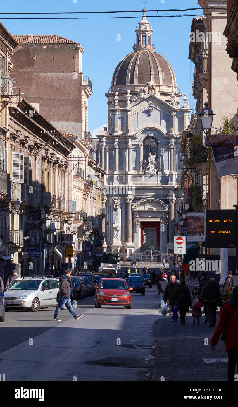 Kathedrale von St. Agatha, Catania, Sizilien. Duomo di Catania. Sakralarchitektur in Catania, Sizilien, Italien. Stockfoto