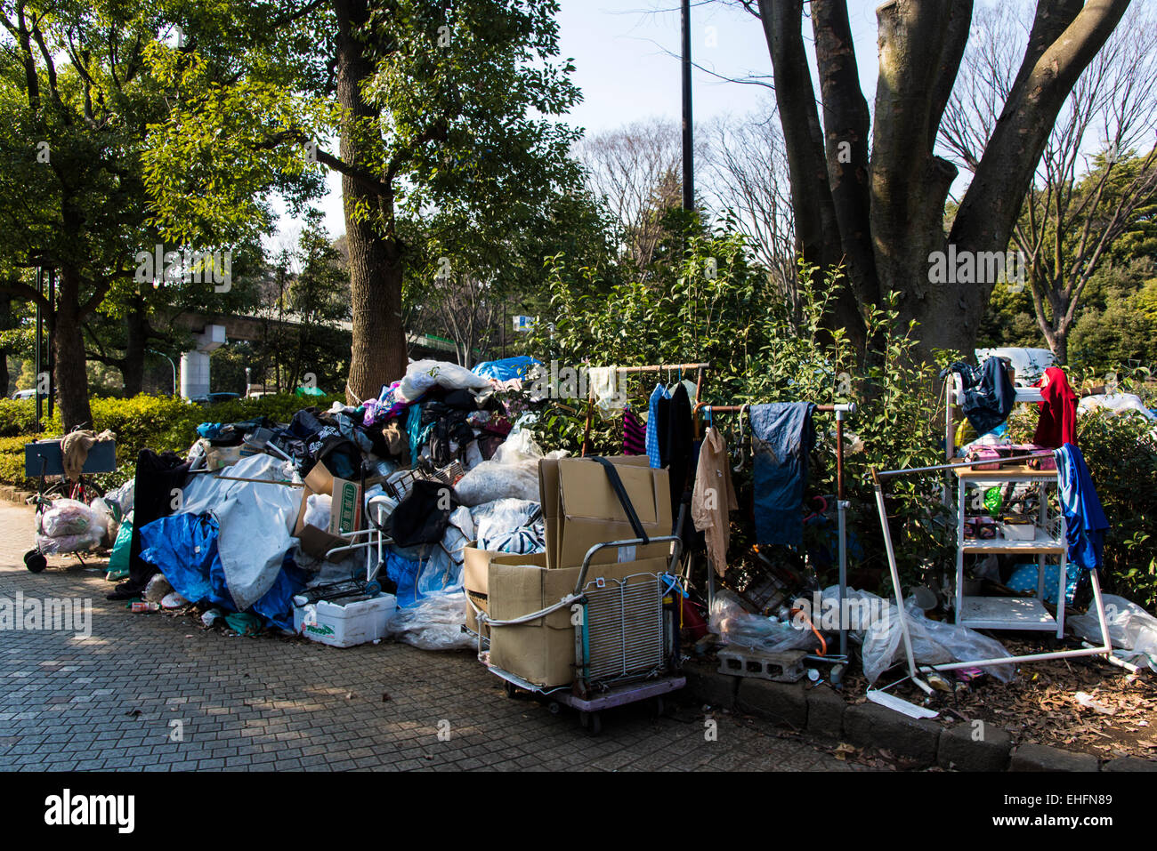 Housesof Obdachlose, Yoyogi Park, Shibuya-Ku, Tokyo, Japan Stockfoto