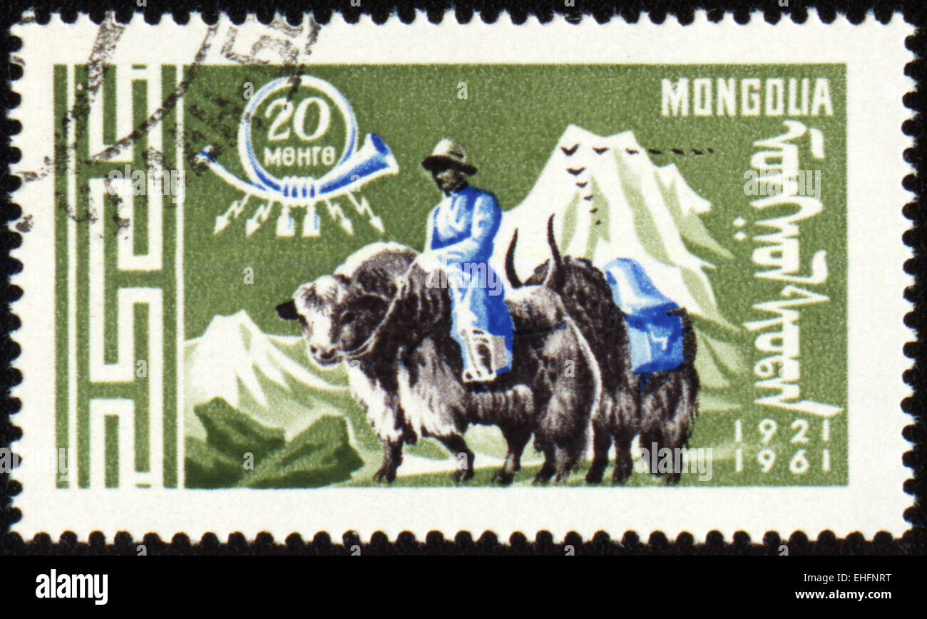 Mongolei - ca. 1961: Briefmarke gedruckt in der Mongolei Stockfoto