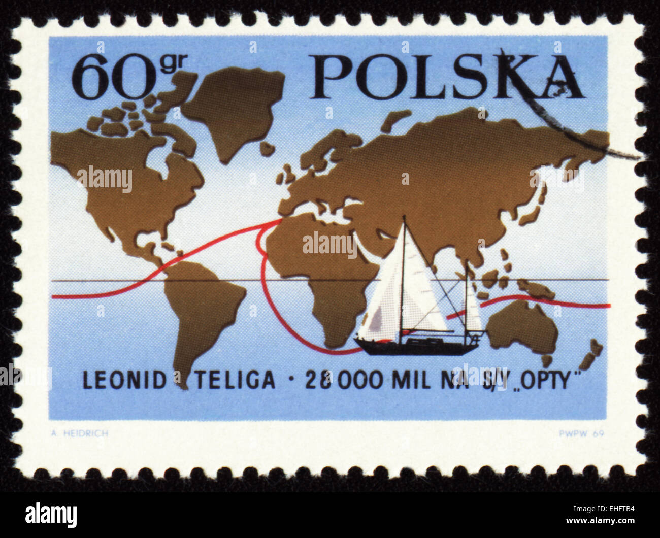 Polen - ca. 1969: Briefmarke gedruckt in Polen Stockfoto