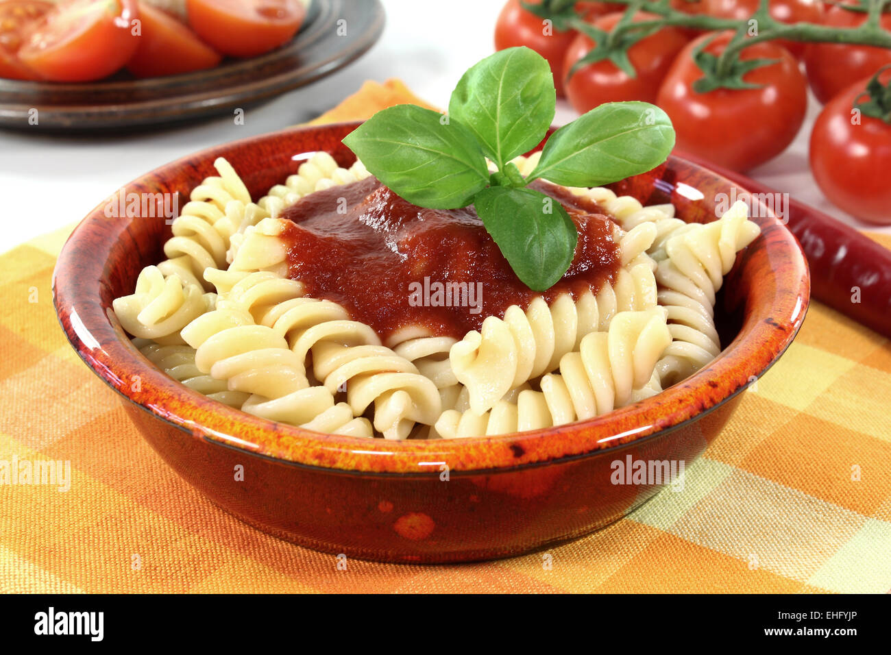 Pasta mit Tomatensauce Stockfoto