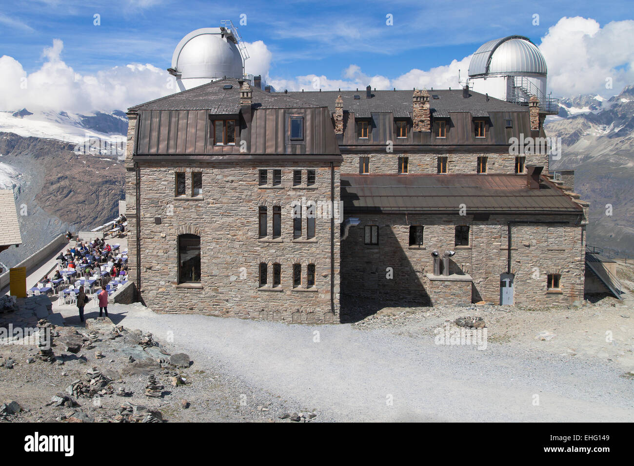 Astronomisches Observatorium auf dem Gornergrat in Zermatt in der Schweiz. Stockfoto