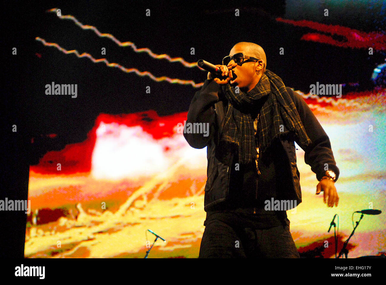 Jay-Z bei Glastonbury 2008. Stockfoto