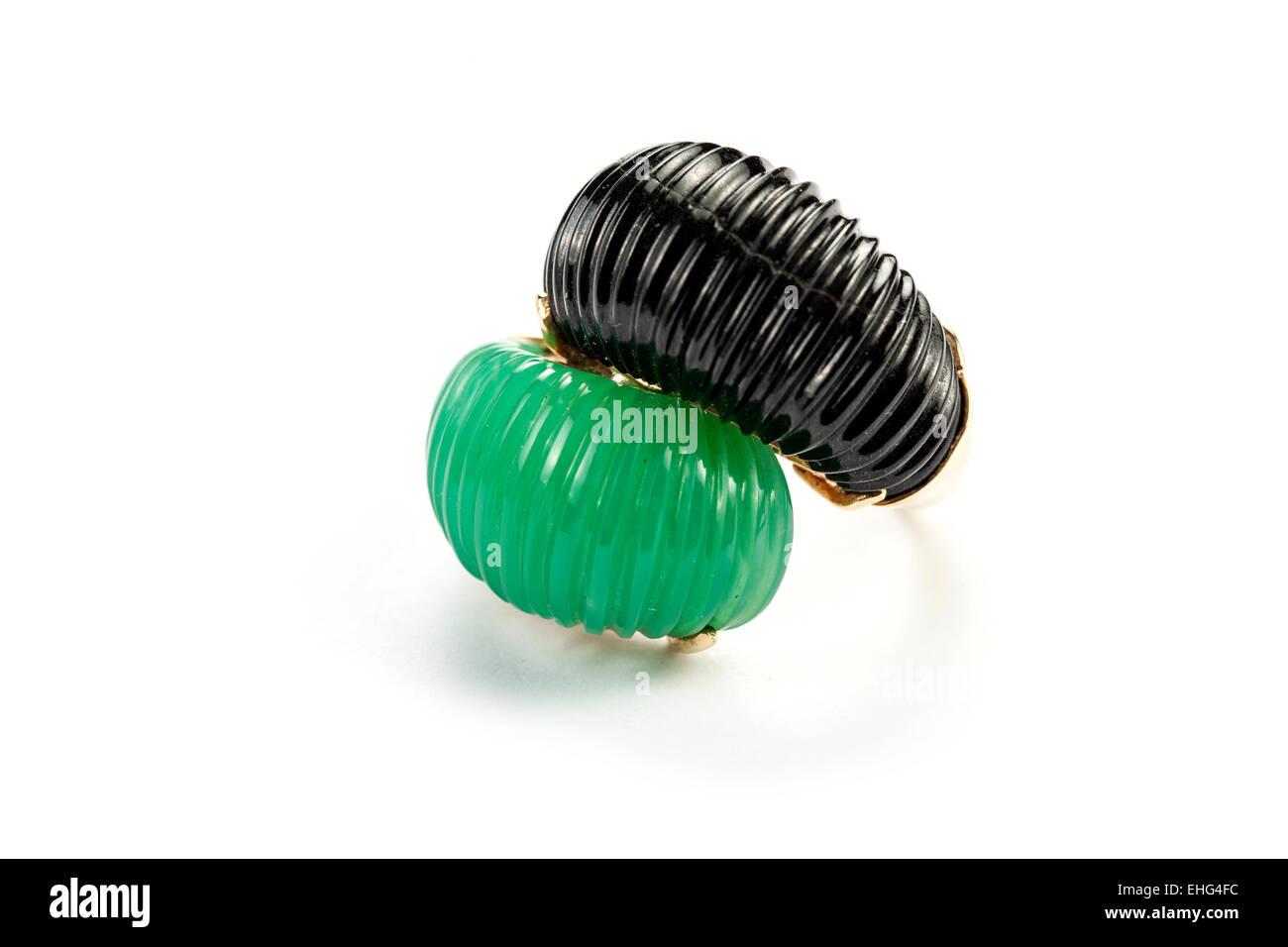 Cortecci italienische Chrysopras und Onyx Ring Stockfoto