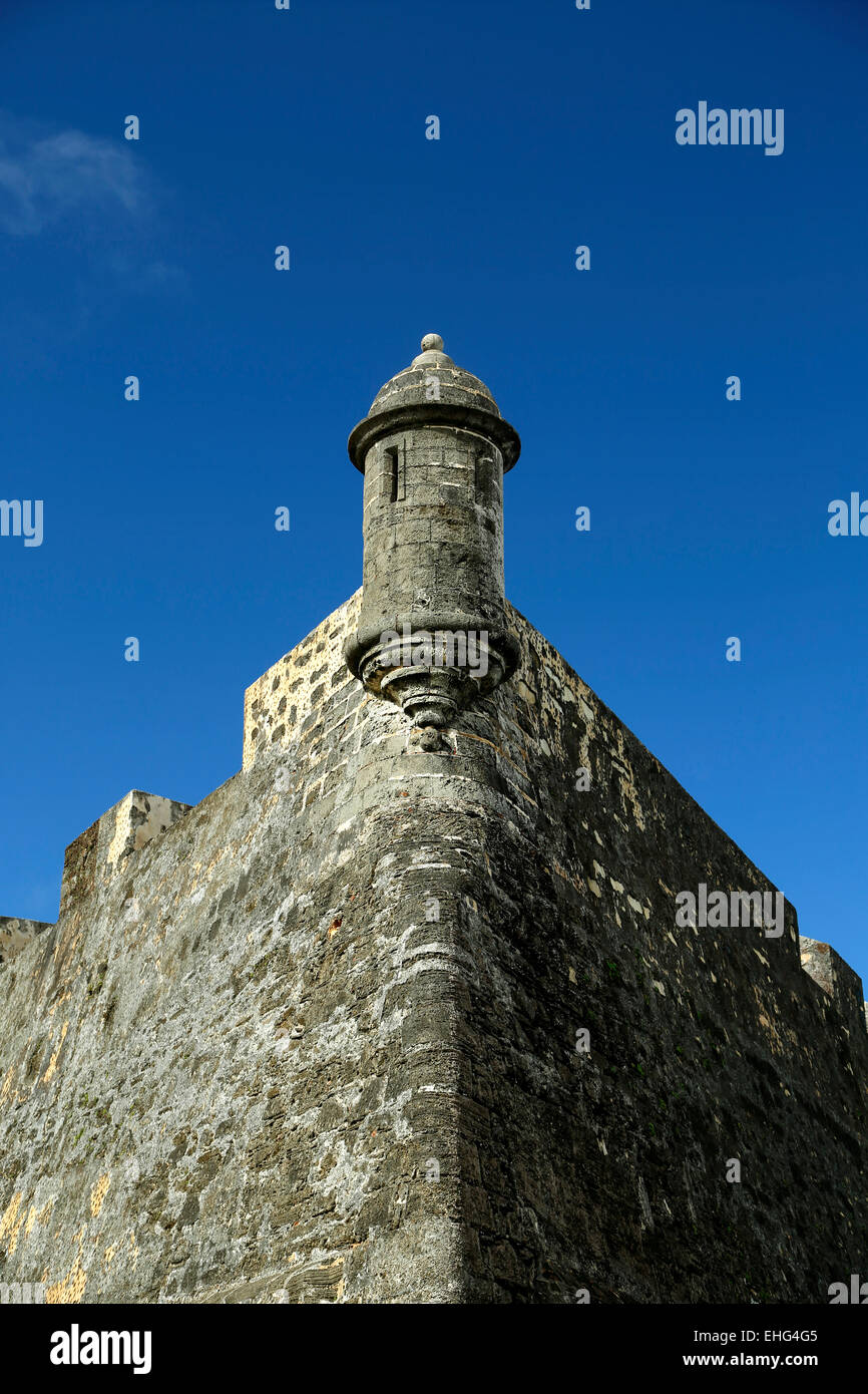 Wachhäuschen, San Cristobal Burg, San Juan National Historic Site, Old San Juan, Puerto Rico Stockfoto