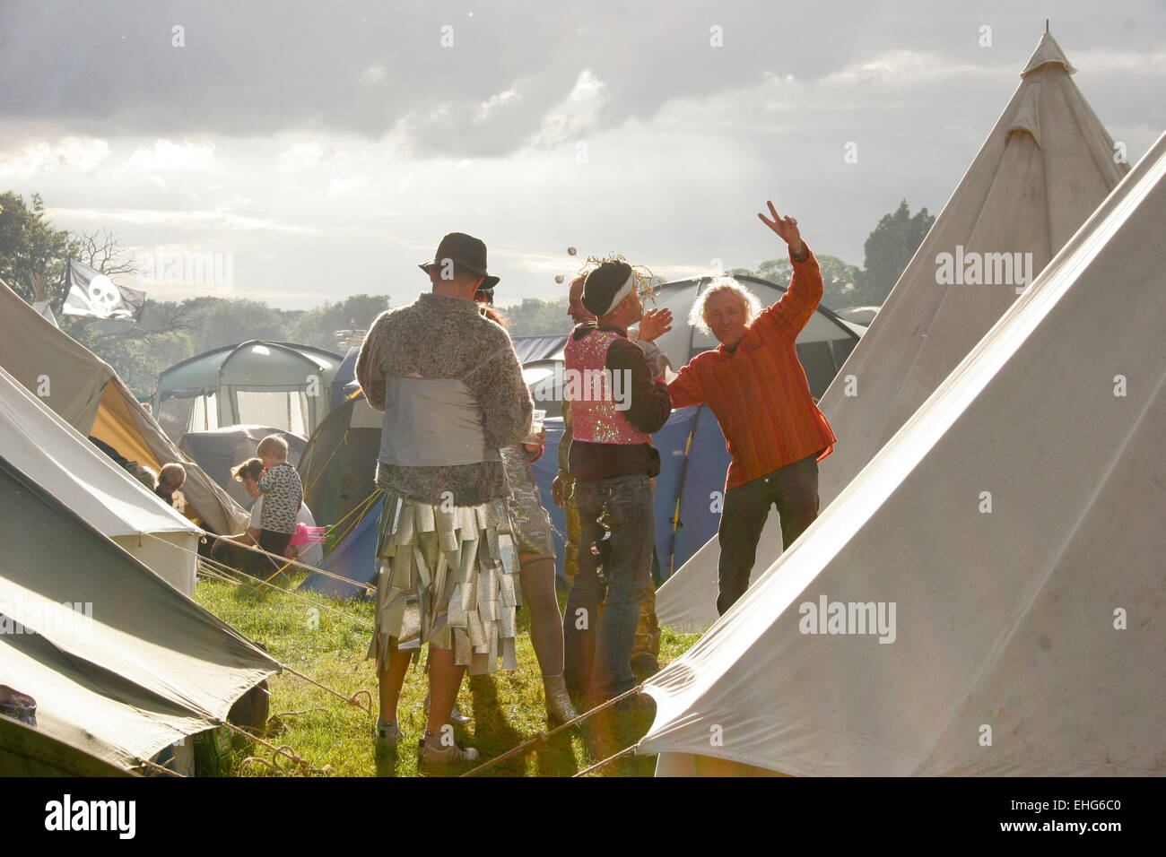 Schönen Campingplatz auf einem Festival in England. Stockfoto