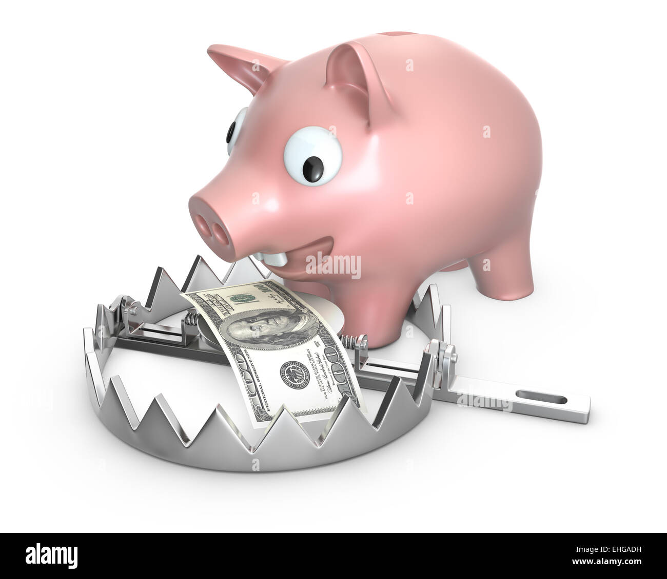 Piggy Bank in eine Bärenfalle Stockfoto