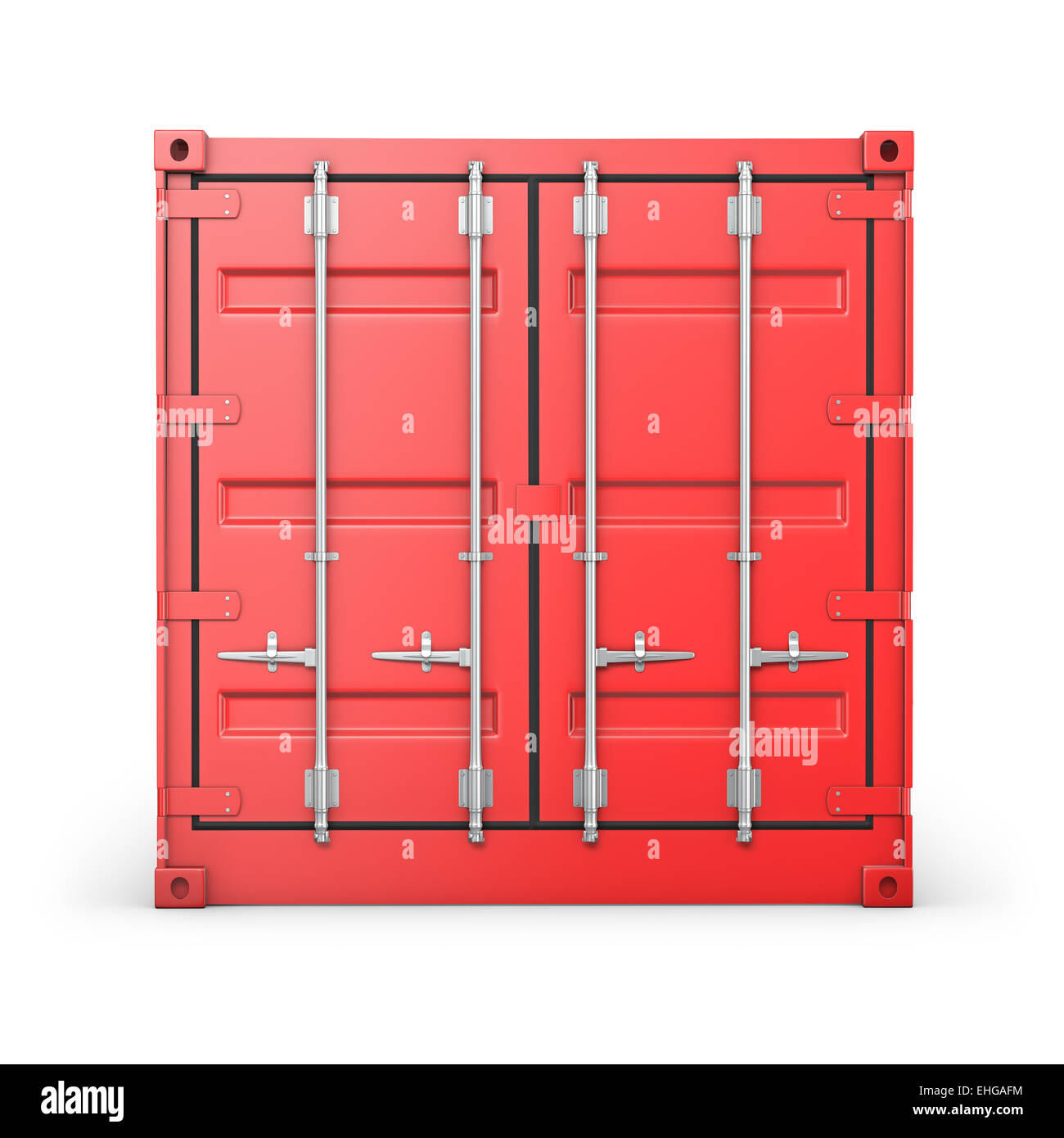 Einzelne rote Container, Vorderansicht Stockfoto