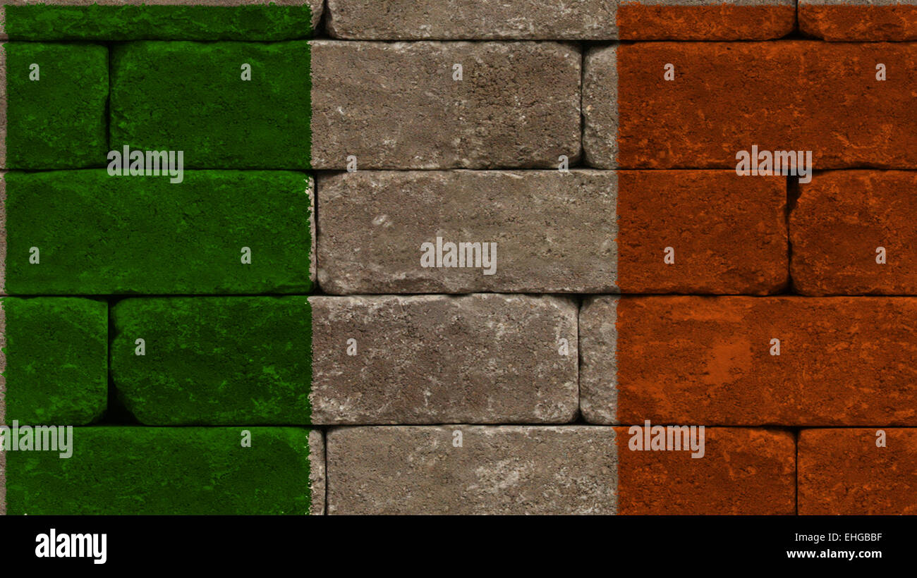 Flagge von Irland auf Ziegel Stockfoto