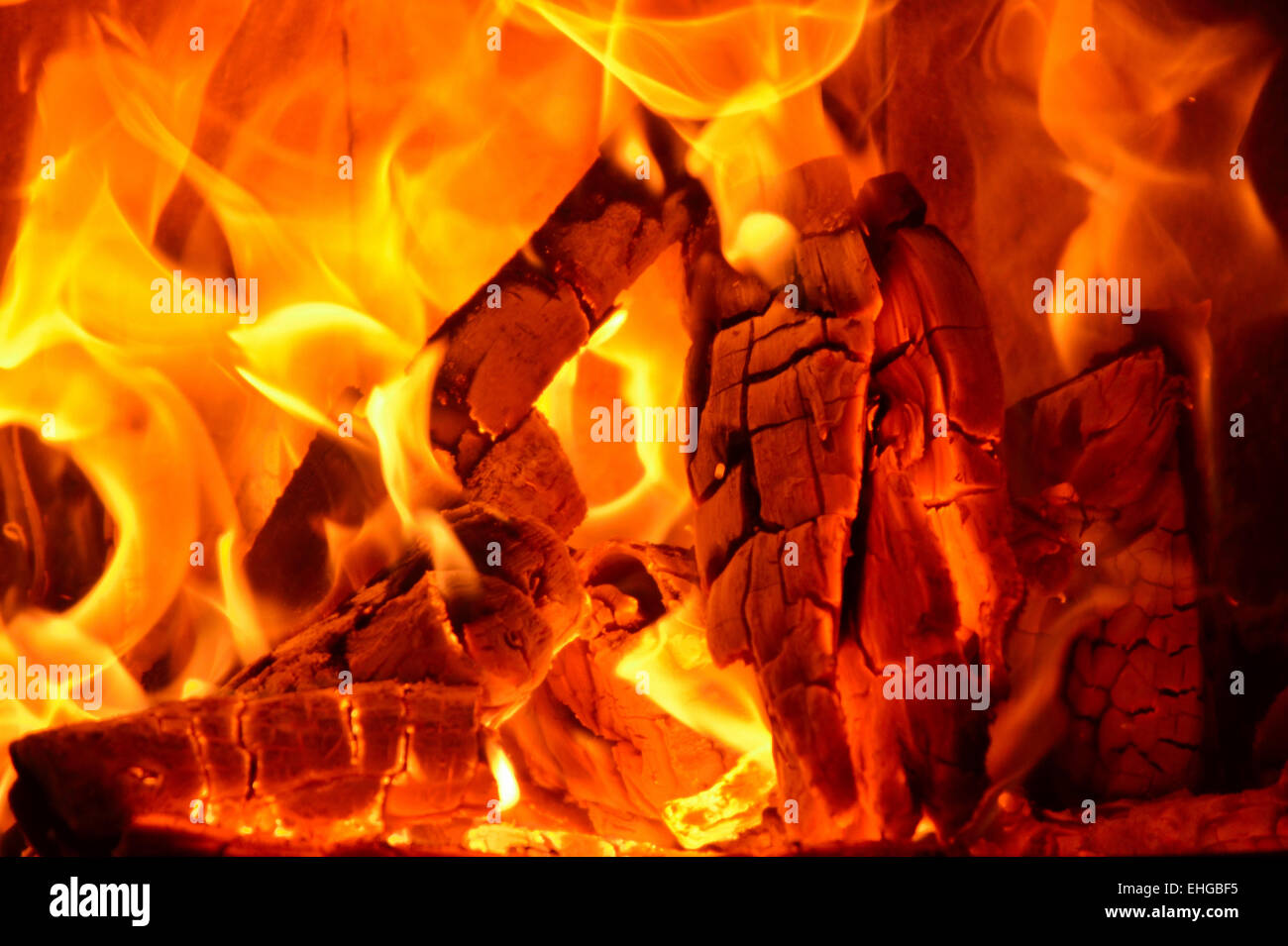 Kamin Kaminofen Feuer Stockfoto