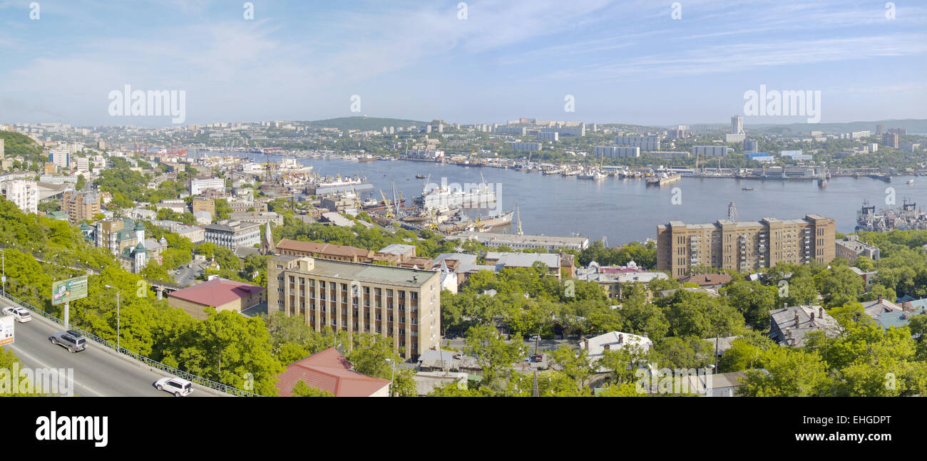 Panorama der Stadt Wladiwostok, Russland Stockfoto