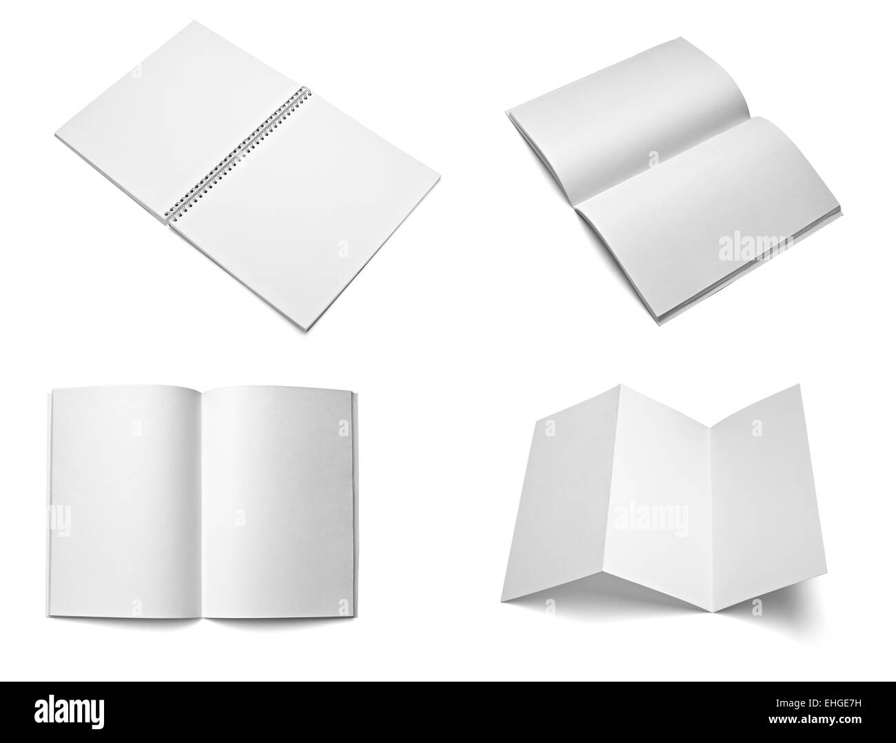 Merkblatt Notebook Lehrbuch weiße leere Papier-Vorlage Stockfoto