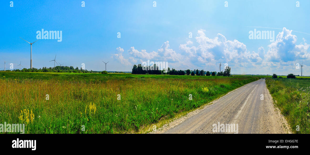 Wind-Bauernhof-panorama Stockfoto