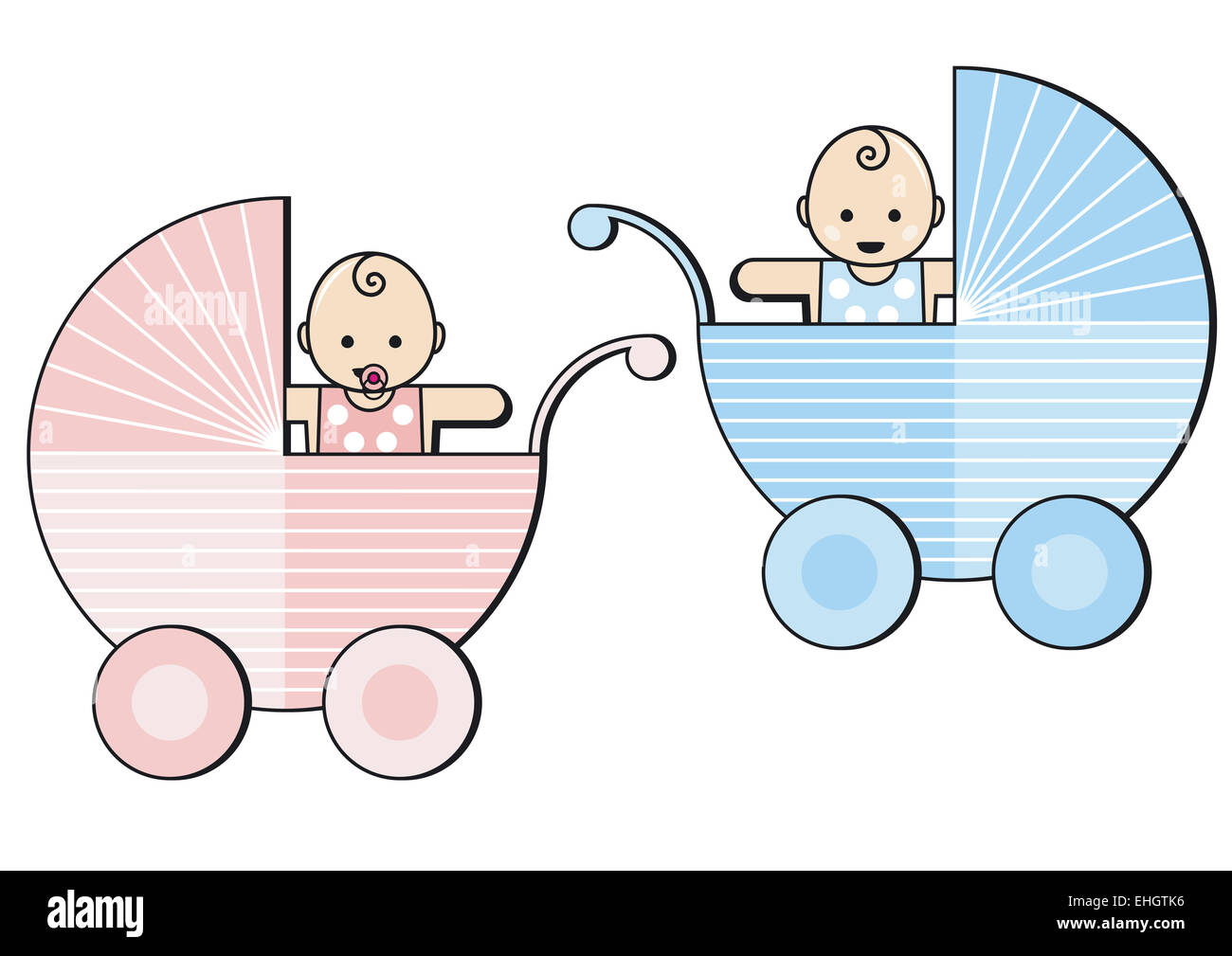 zwei Babys im Kinderwagen Stockfoto