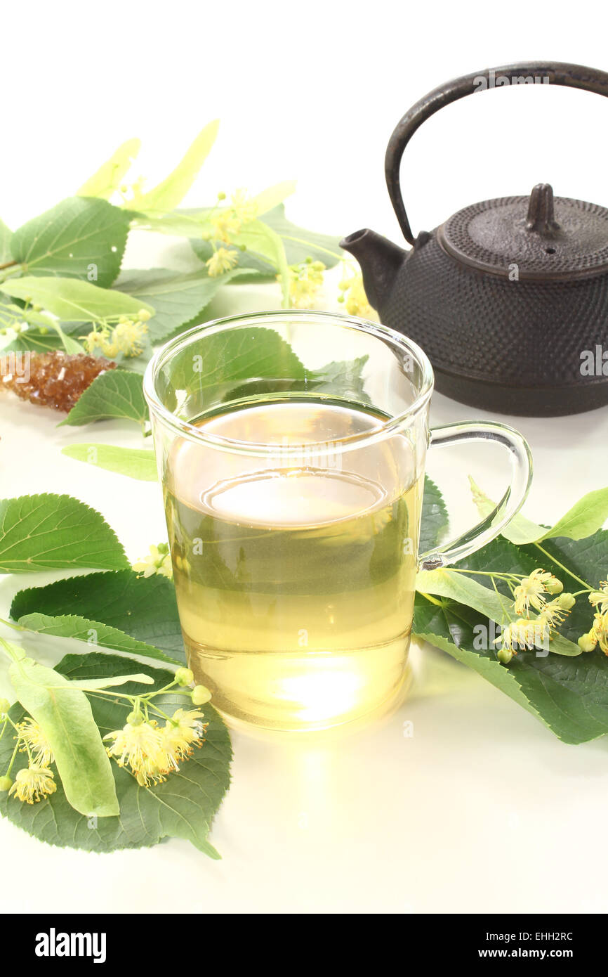 frische heiße Lime Blossom Tee Stockfoto