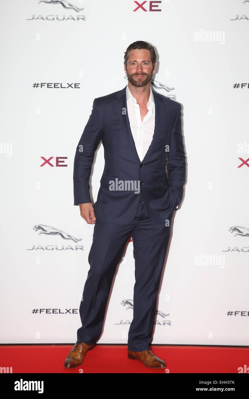 Jaguar startet neue XE im Earls Court - Ankünfte mit: David Blakely Where: London, Vereinigtes Königreich bei: 08 September 2014 Stockfoto