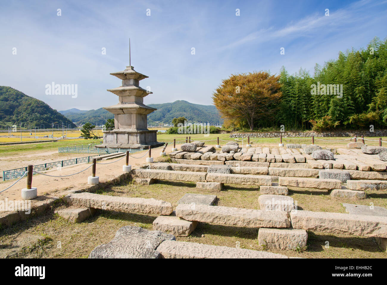Grundsteine der Gameunsa Tempel in Silla-Ära. Stockfoto