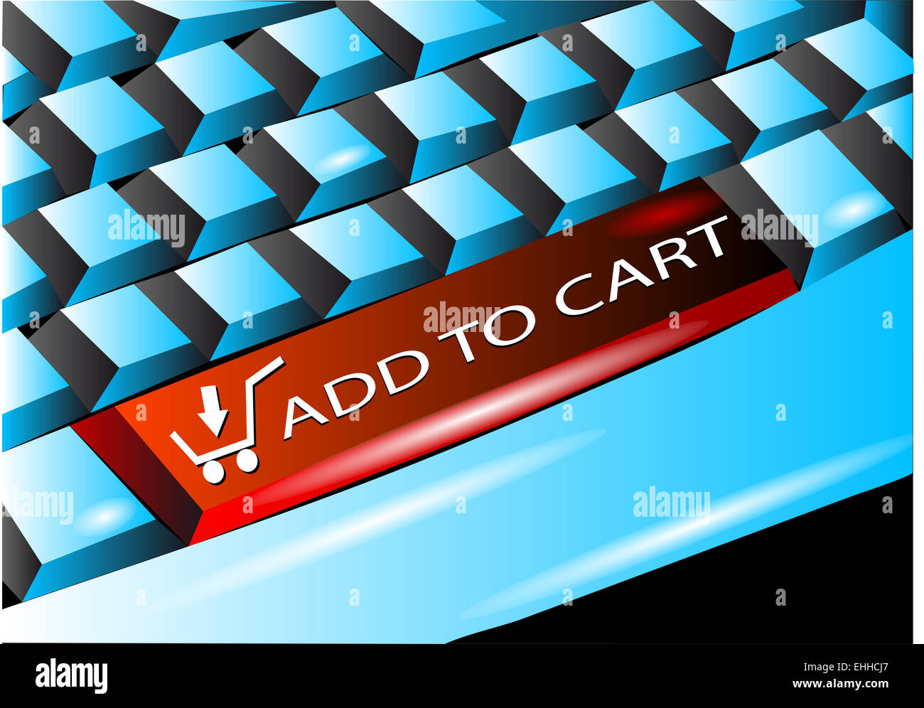 Tastatur mit add to cart Stockfoto