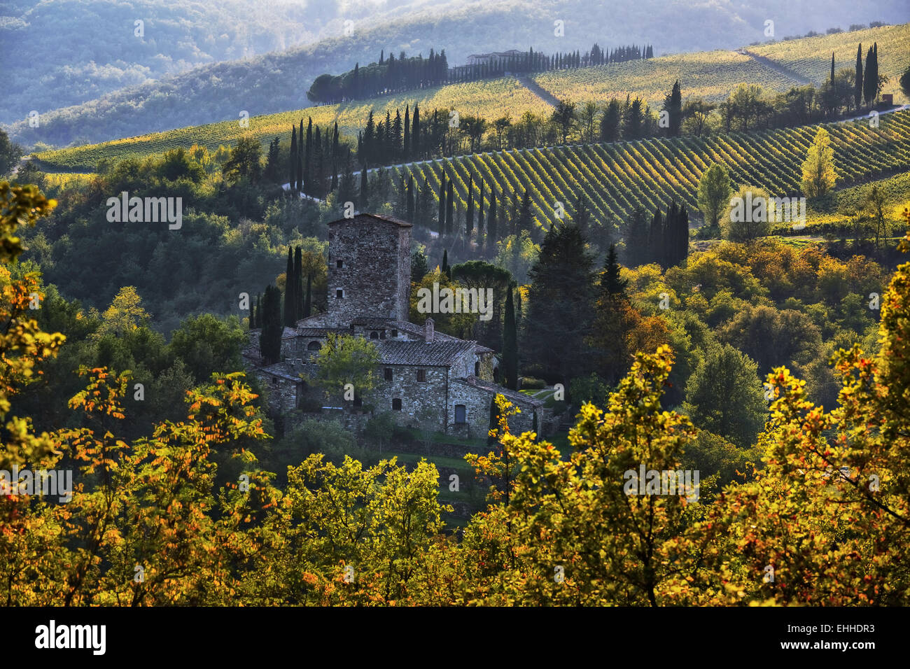 Castello di Grignano, Chianti, Toskana, Italien Stockfoto