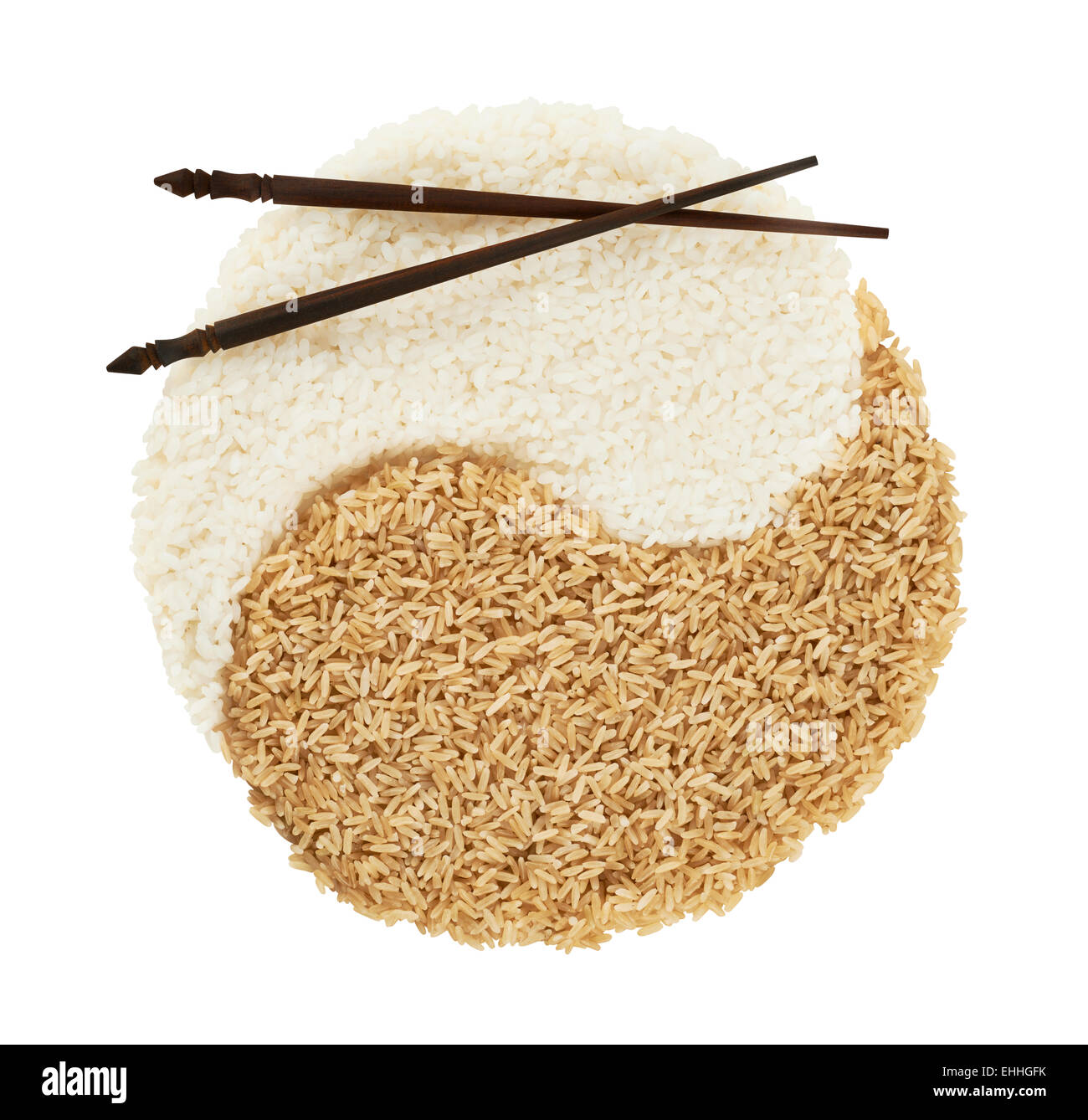 Yin Yang Zeichen von Reis Stockfoto
