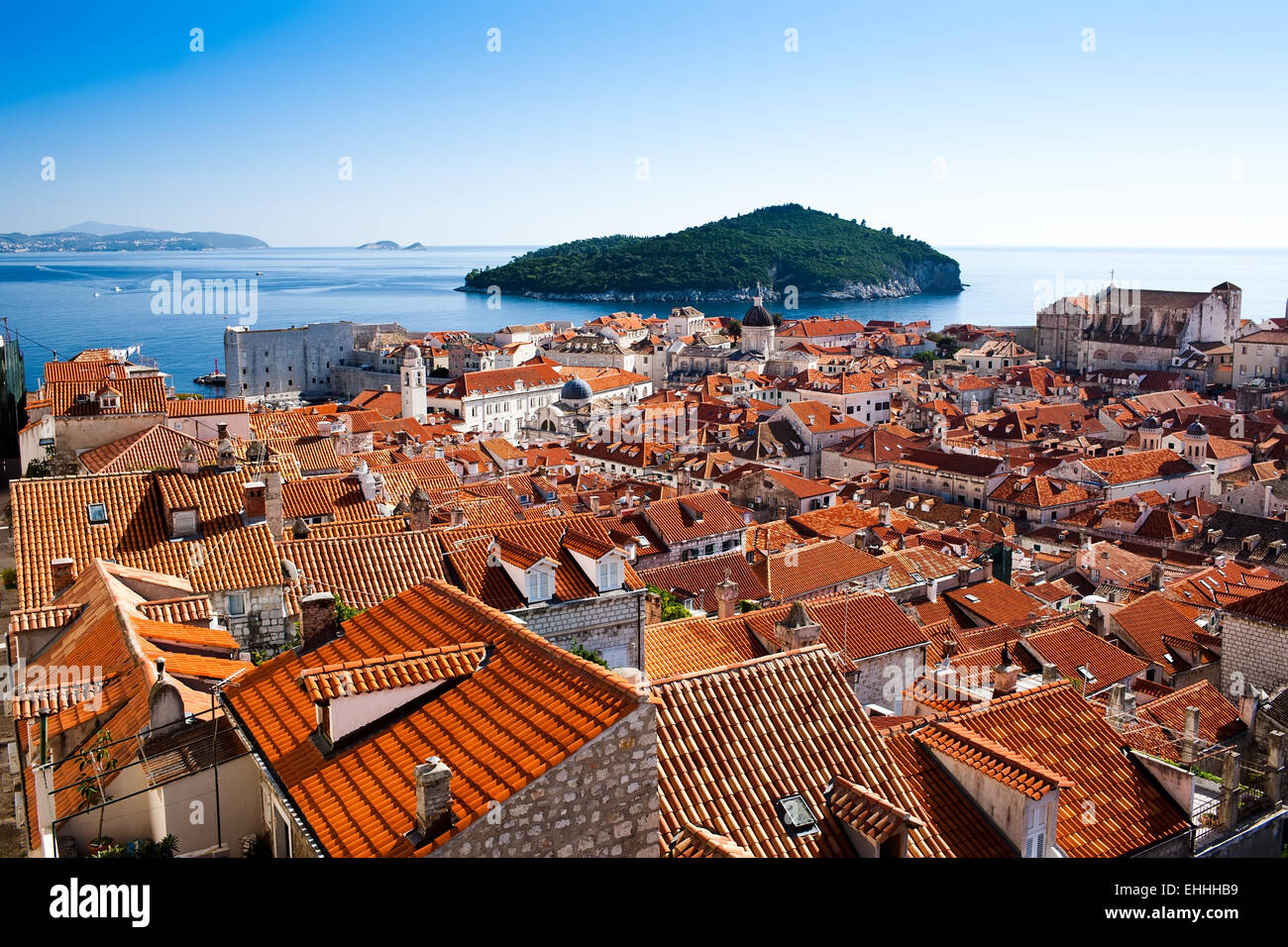 Dubrovnik über den Dächern Stockfoto