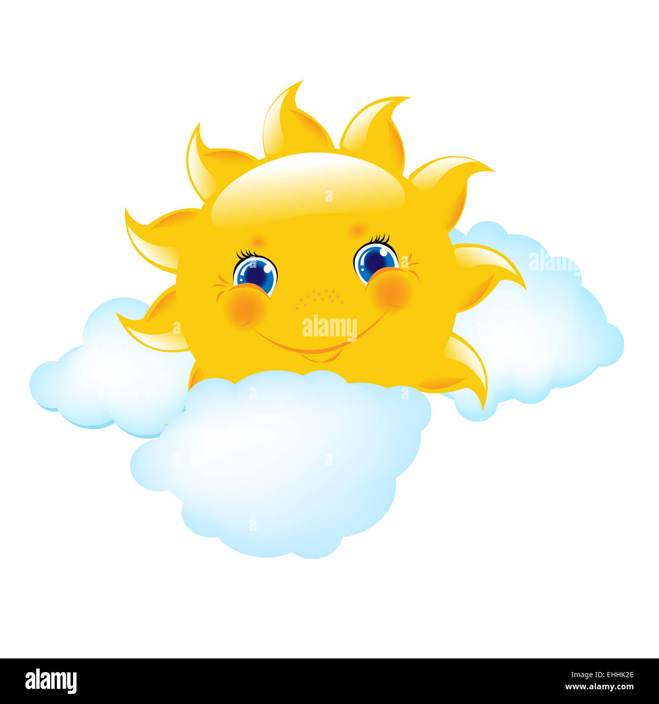 Cartoon Sonne und blaue Wolke Stockfoto