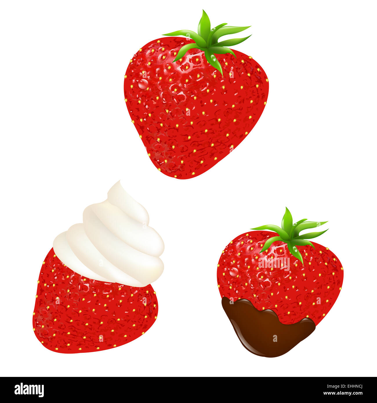 Erdbeer-Set Stockfoto
