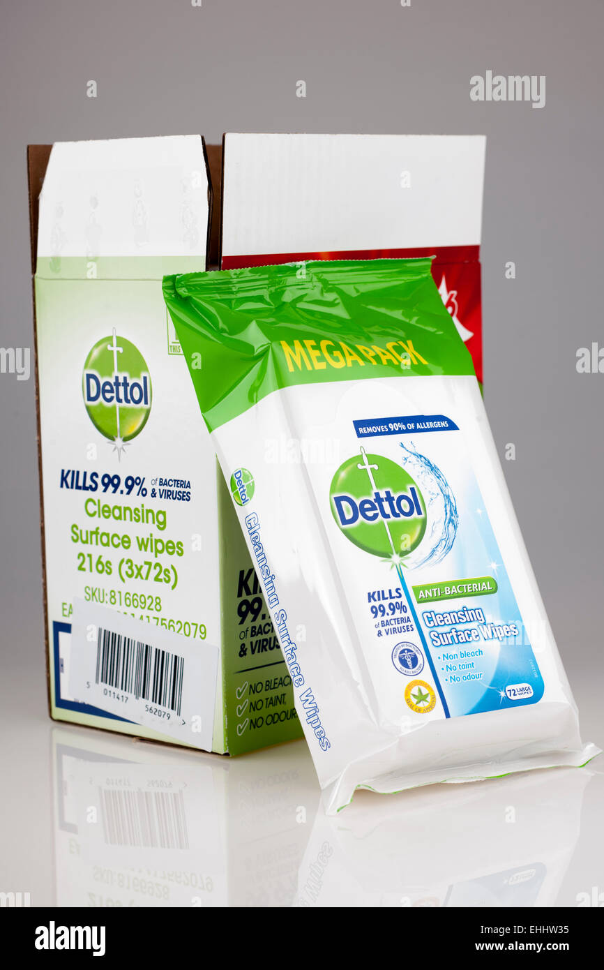 Dettol Megapack der antibakterielle Oberfläche Reinigungstüchern Stockfoto