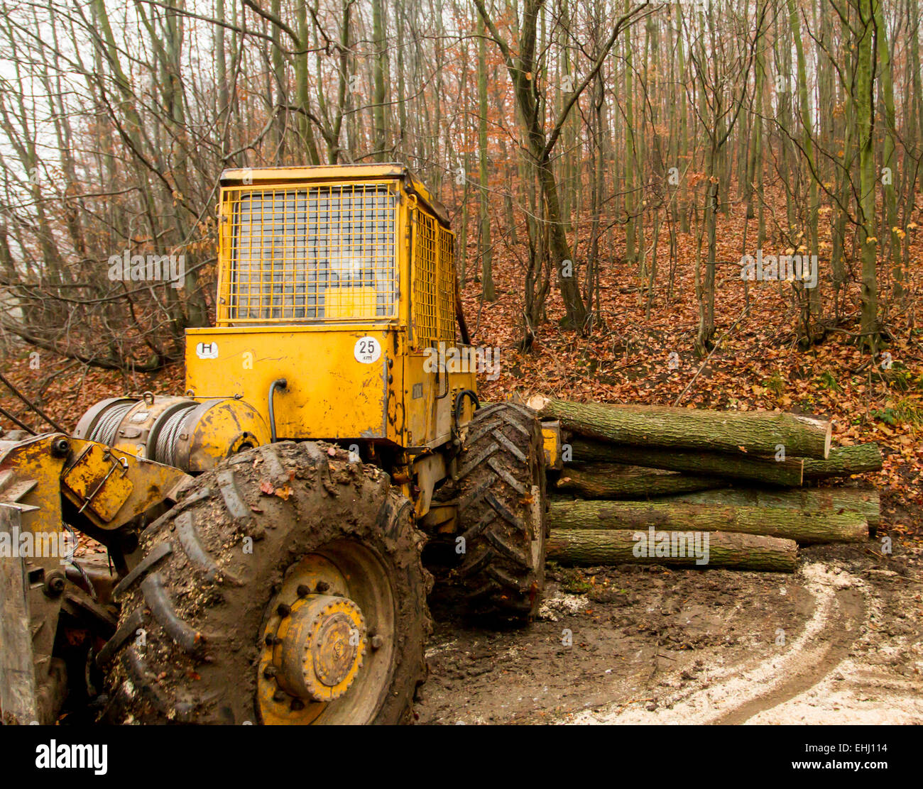 gelbe Holzbearbeitung Maschinen Details Stockfoto