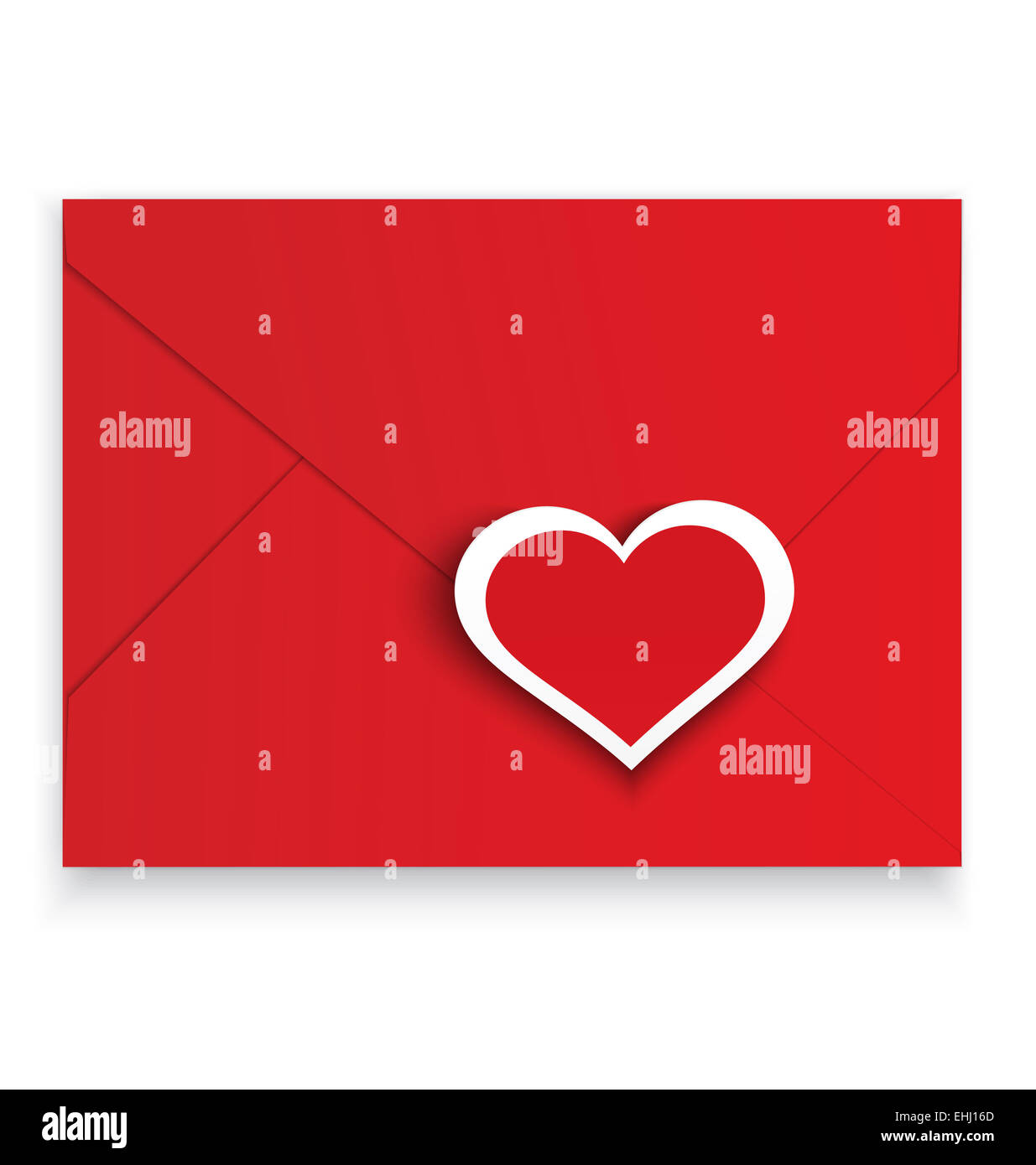 Herz Aufkleber roter Umschlag Stockfoto