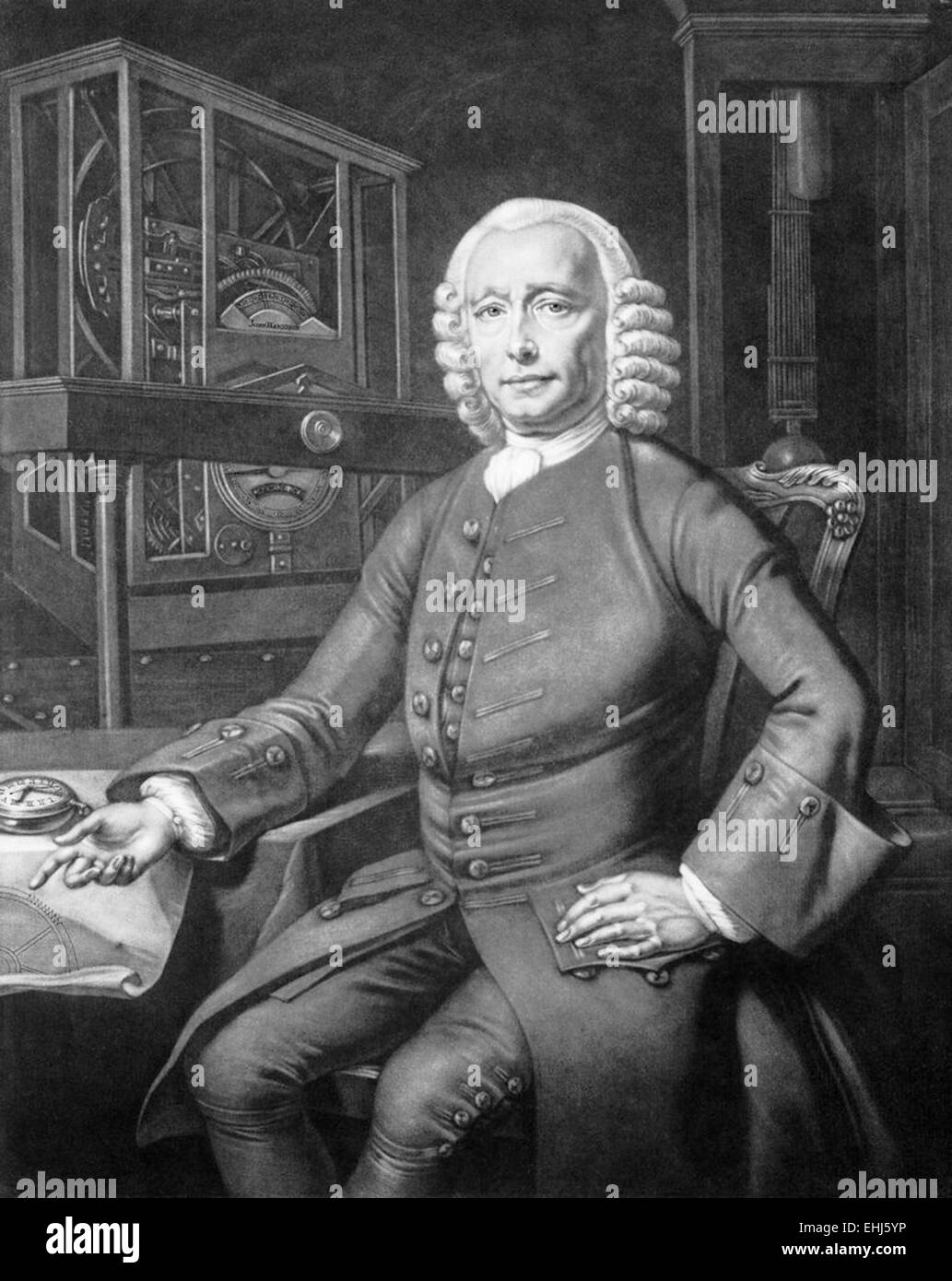 John Harrison, englischer Schreiner und Uhrmacher. Erfinder der Marinechronometer Stockfoto