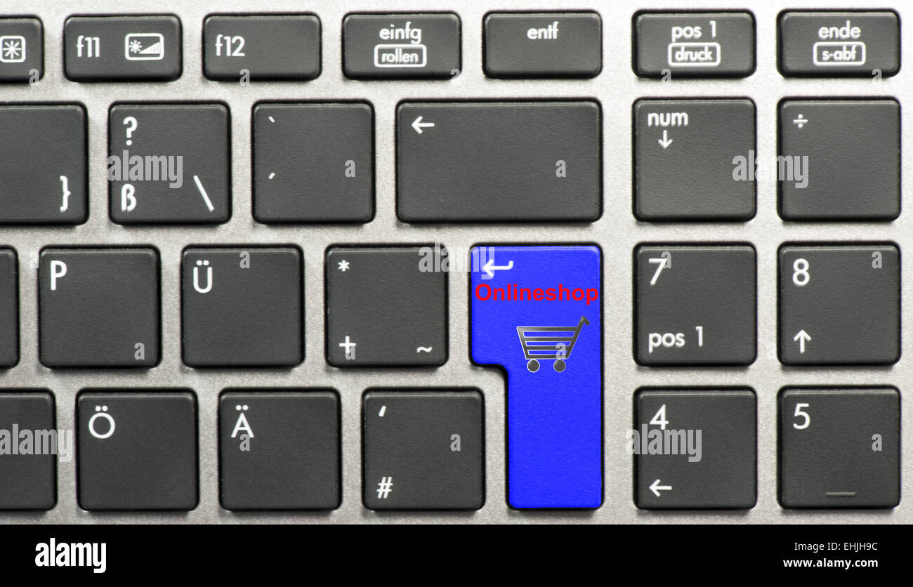 Tastatur und Wort Online-Shop Stockfoto