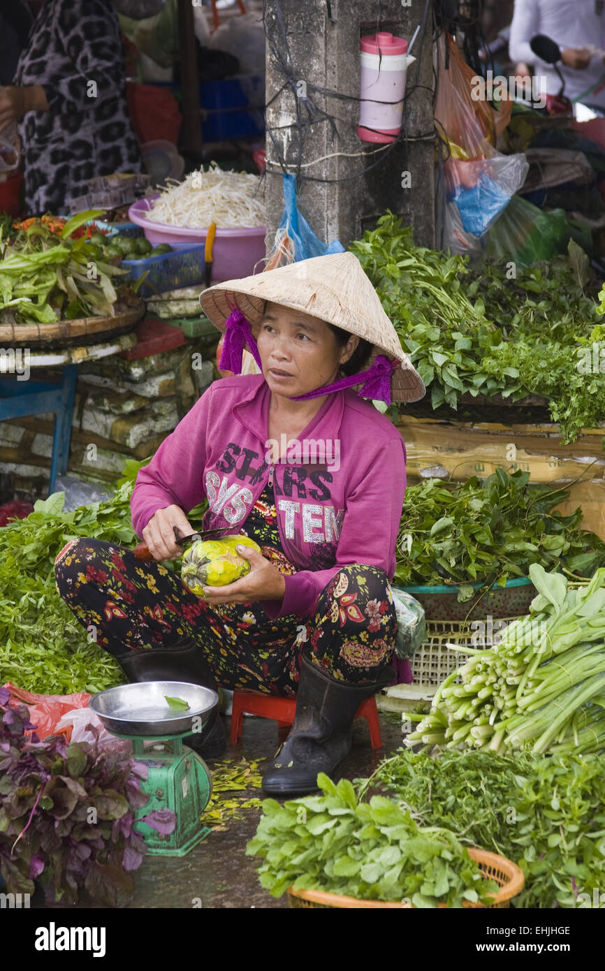 Markt-Szene, Vegetablevendors, Phu Quoc, Vietnam, Asi Stockfoto