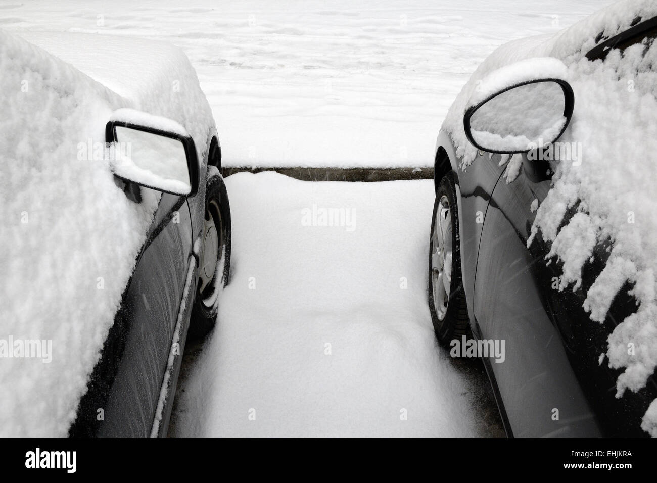 geschneit in Autos Stockfoto