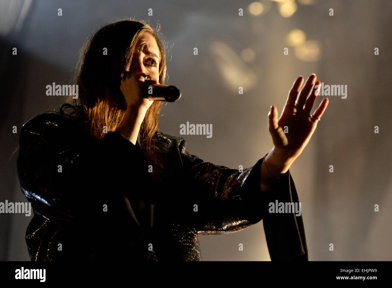 BARCELONA - 14 JUN: Lykke Li (Sängerin und Songwriterin aus Schweden) führt beim Sonar Festival. Stockfoto