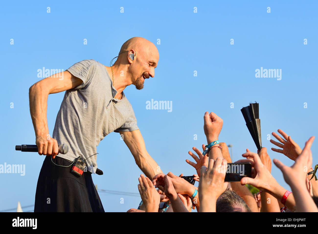 BENICASSIM, Spanien - 17 Juli: James (britische Rock-Band aus Manchester) Auftritt beim FIB Festival. Stockfoto