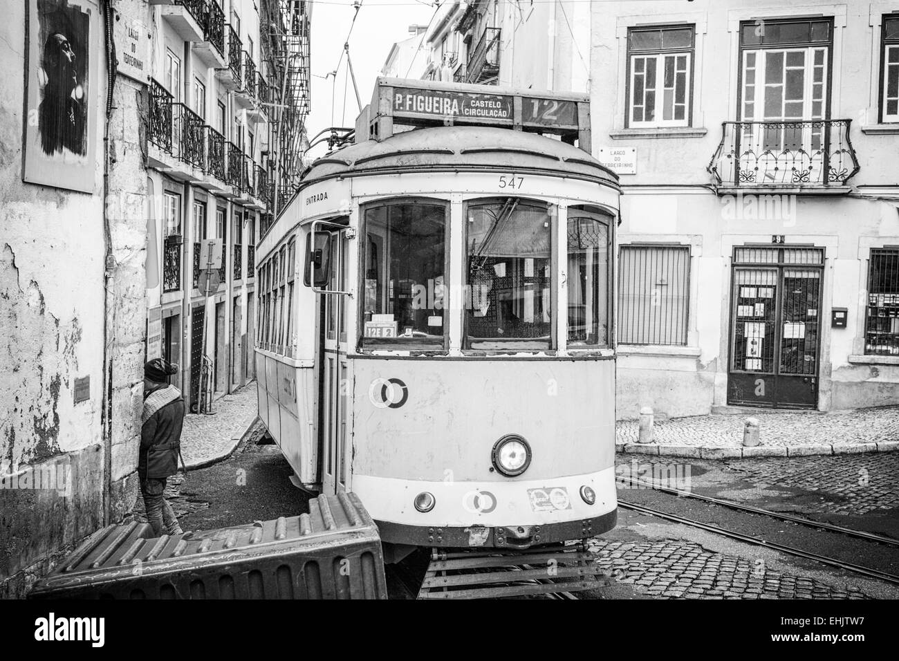 Straßenbahn, Alfama, Lissabon Stockfoto