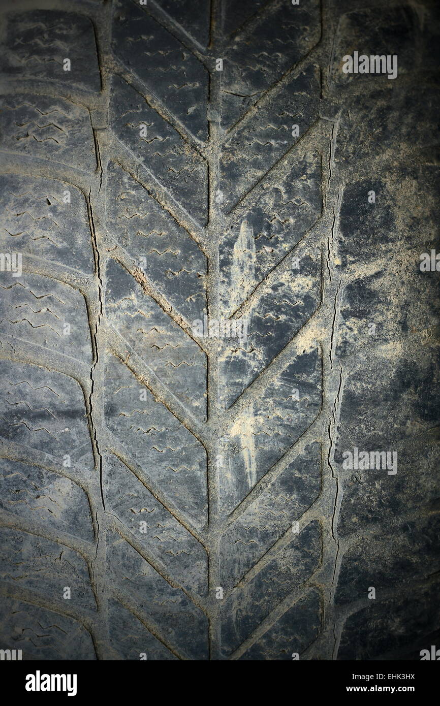 Textur von einem gebrauchten verlassenen Reifen Stockfoto