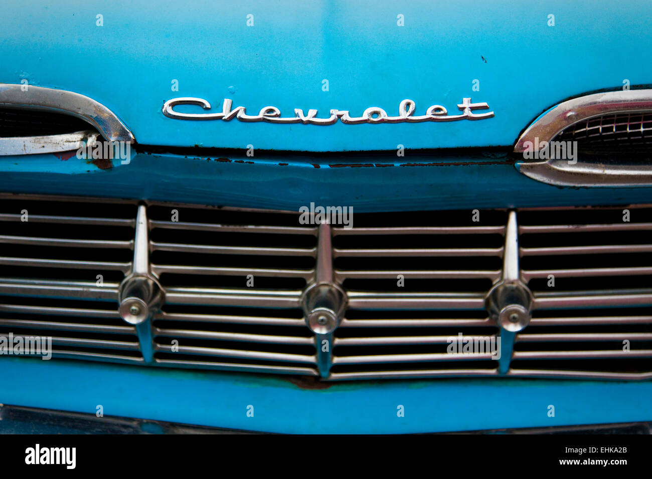 Closeup detail Classic Chevrolet Auto, Havanna, Kuba Stockfoto