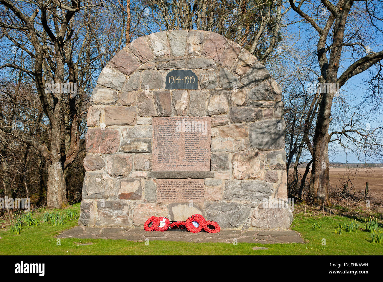 Das 1914-1919 War Memorial am Cawdor in Morayshire, Schottland Grampian Region. VEREINIGTES KÖNIGREICH.  SCO 9639. Stockfoto