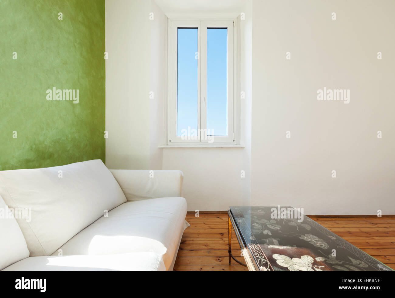 nach Hause, Innenansicht der Wohnzimmer, weißen Diwan, detail Stockfoto